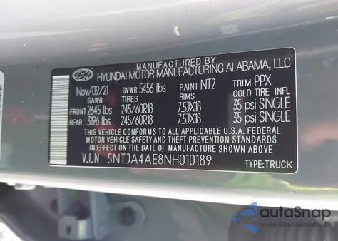 2022 Hyundai Santa Cruz Se from USA, damaged, VIN 5NTJA4AE8NH010189